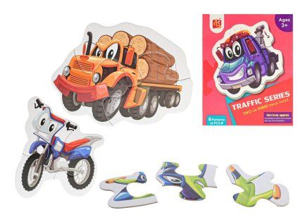 Puzzle dětské 18x13 cm Dopravní prostředky 18 dílků 6 obrázků