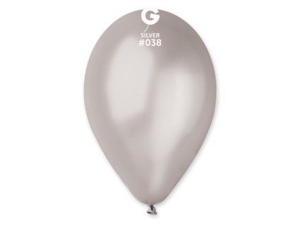 #038 Kulatý latexový balónek 26 cm - Metalická stříbrná