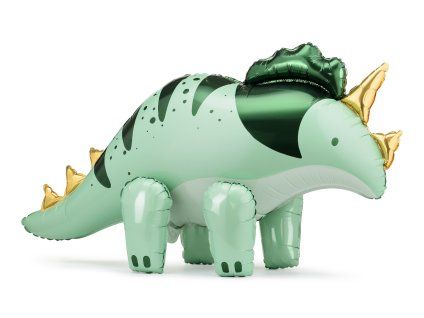 Fóliový balónek stojící - Triceratops dinosaurus - zelený -  101 × 61 cm