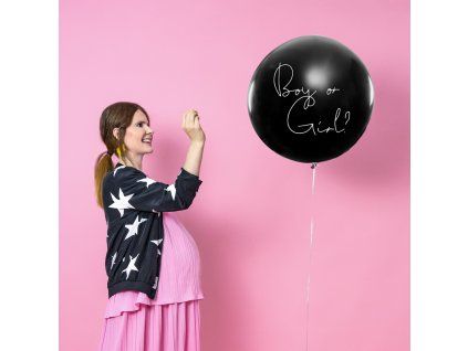 Latexový balón s konfetami 100cm Modré konfety Boy or Girl?