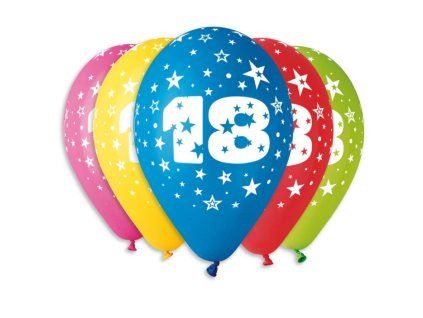Kulaté latexové balónky číslice 18 - mix barev - 30 cm - 5 ks
