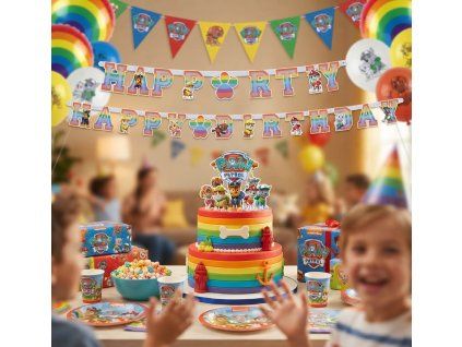 Girlanda - Happy Birthday - Tlapková patrola - 180 x 15 cm