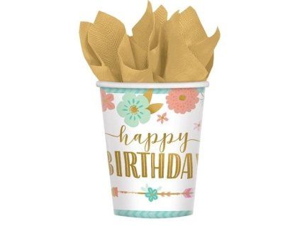 Kelímky papírové  Boho birthday girl 8ks 250ml