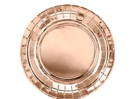 Papírové talířky - Zlatorůžové - rosegold , 6 ks, 18 cm