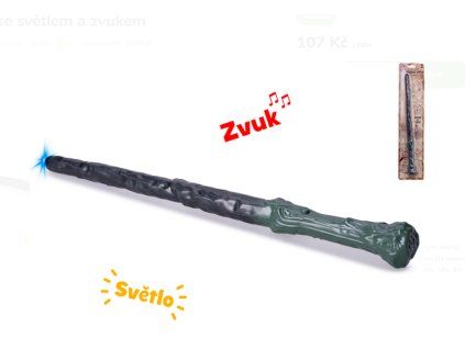 Kouzelnická hůlka 36cm zelená na baterie se světlem a zvukem