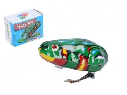 Plechová žabka na klíček 6 cm v krabičce