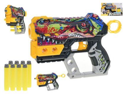Pistole 22,5cm na pěnové náboje 8ks 2barvy v krabičce