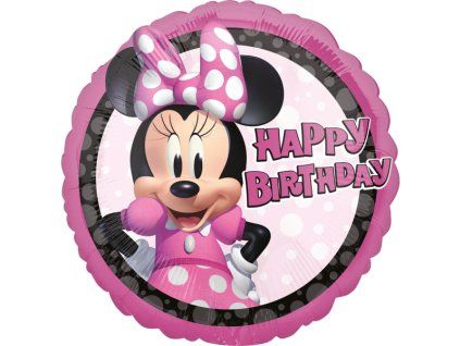 Fóliový balónek kulatý 43 cm Minnie Happy Birthday