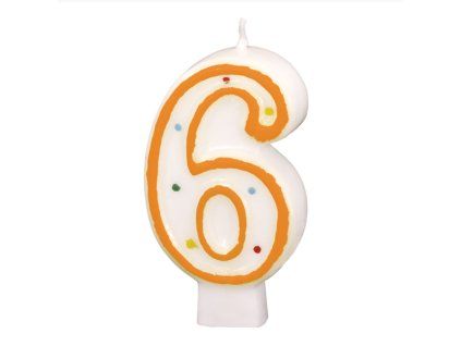 Dortová svíčka s puntíky číslo "6"