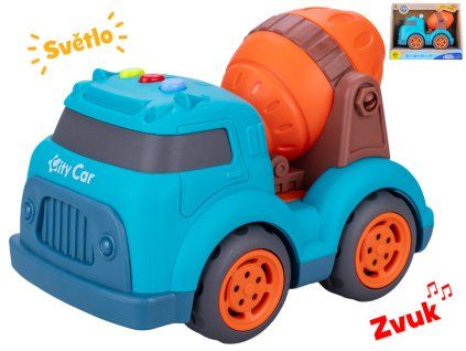Auto stavební míchačka 17 cm volný chod na baterie se světlem a zvukem 18m+