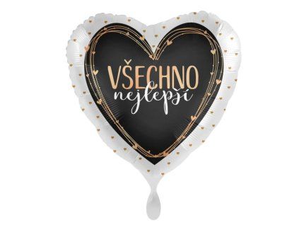 Fóliový balónek srdce Všechno nejlepší 43cm bílý
