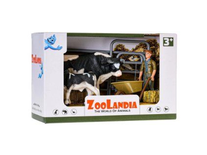 ZooLandia Farmár so strakatým býkom a teliatkom