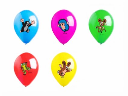 Kulaté latexové balónky 30cm - Krteček a přátelé - 5ks
