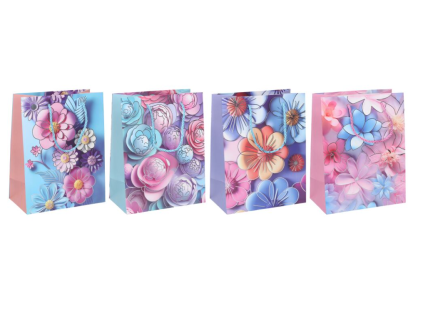 Dárková taška Květina zlatý okraj L