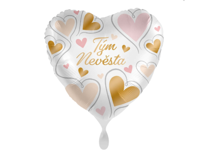 Fóliový balónek srdce 43 cm Tým Nevěsta