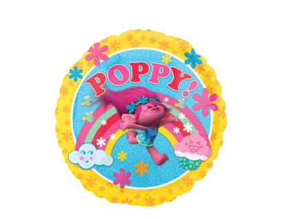 Fóliový balónek kulatý Trolls Poppy! 46 cm