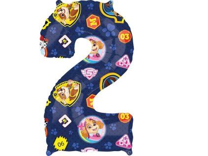 Fóliový balónek 66 cm číslo 2 Paw Patrol modrý