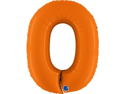 Fóliový balónek číslice 0 - oranžová - 102 cm