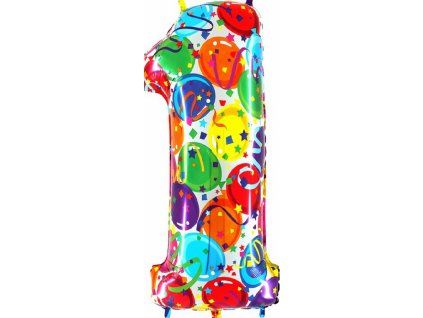 Fóliový balónek číslice 1 - barevný - 102 cm