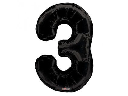 Fóliový balónek 87 cm číslo 3 černé