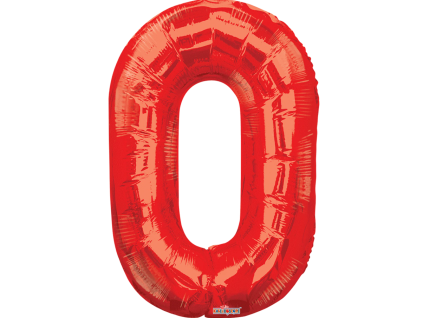 Fóliový balónek 87 cm číslo 0 červený