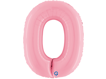 Fóliový balónek číslice 0 -  světle růžový - 102 cm