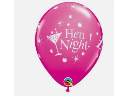 Kulaté latexové balónky Hen Night! - růžové - 28 cm - 6 ks