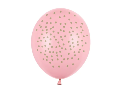 Kulaté latexové balónky 30 cm růžové s puntíky, 6 ks