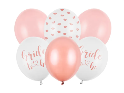 Kulaté latexové balónky 30 cm set Bride To Be, 6 ks