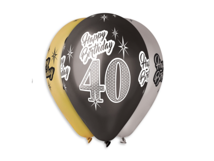 Kulaté latexové balónky číslice 40 - mix barev - 30 cm - 5 ks