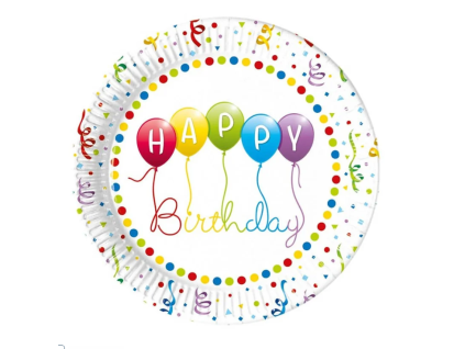Party talířky - Happy Birthday - 23 cm - 6 ks