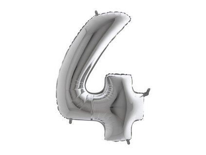 Fóliový balónek číslice 4 - stříbrný - 102 cm