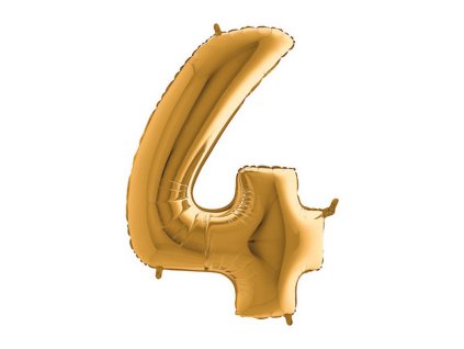 Fóliový balónek číslice 4 - zlatý - 102 cm