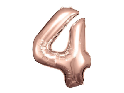 Fóliový balónek číslice 4 - rose gold - 86 cm
