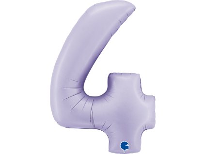 Fóliový balónek číslice 4 - pastelově fialový - 102 cm