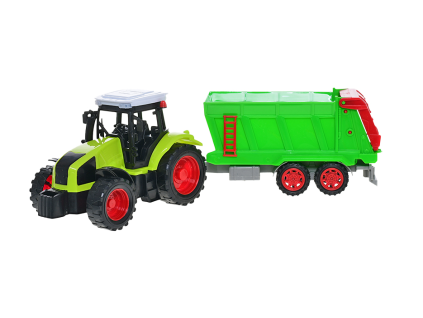 Traktor zelený s vlečkou 37cm na setrvačník