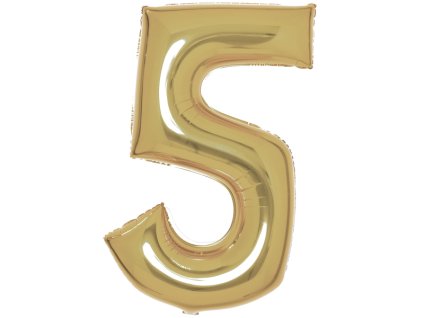 86 cm balónek číslice 5 bílé zlato