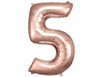 Fóliový balónek číslice 5 - rose gold - 86 cm