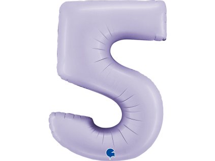 Fóliový balónek číslice 5 - pastelově fialová - 102 cm