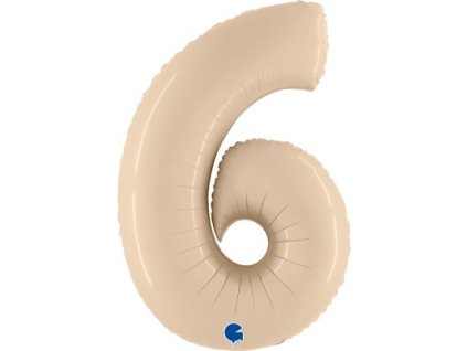 Fóliový balónek číslice 6 - krémový - 102 cm
