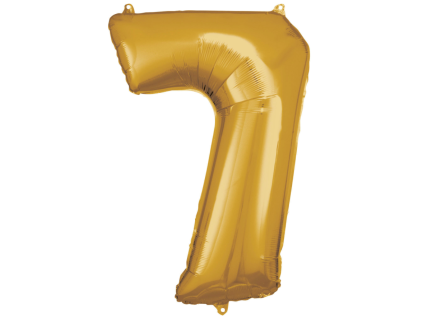 Fóliový balónek číslice 7 - zlatý - 86 cm