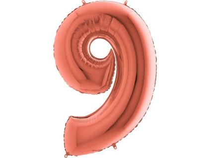 Fóliový balónek číslice 9 - rose gold - 102 cm