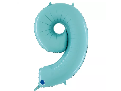 Fóliový balónik číslica 9 - pastelový modrý - 102 cm