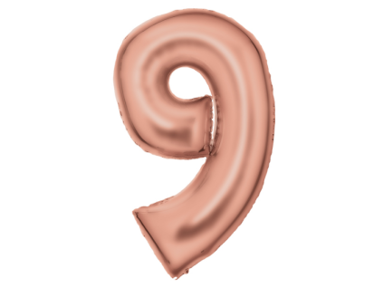 Fóliový balónek saténový číslice 9 - rose gold - 86 cm