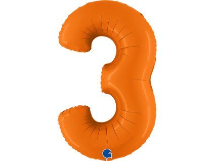 Fóliový balónek číslice 3 - oranžový - 102 cm