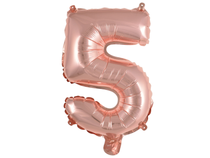 Fóliový balónek číslice 5 - rose gold - 40 cm