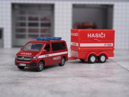 Auto hasiči Volkswagen dodávka s přívěsem - kov