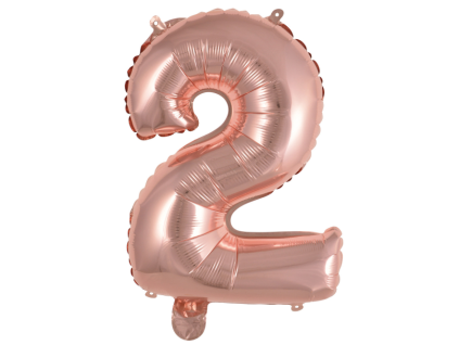 Fóliový balónek číslice 2 - rose gold - 40 cm
