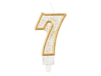 Svíčka dortová číslo 7 - zlatá