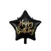 Fóliový balónek - Happy Birthday - Hvězda černá - 40 cm